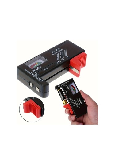 Xuweiwei Siyah Pil Test Cihazı Aa Aaa C D 9v 1.5v Düğme Pil Voltmetre Renkli Göstergeli Universal