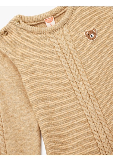 Koton Uzun Kollu Viskon Karışımlı Bisiklet Yaka Triko Kazak Bej 6wmb90014tt Ekru