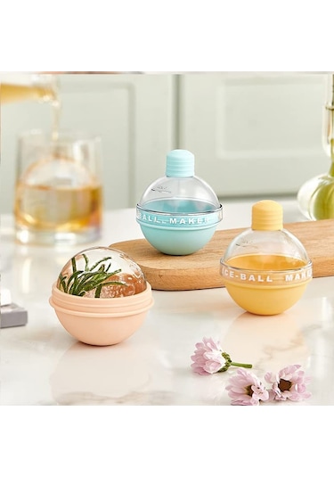 Tenfowee 4'lü Silikon Buz Topu Kalıbı, 2.5 İnç Viski Ve Kokteyller İçin Buz Küreleri, Hediye Paketi