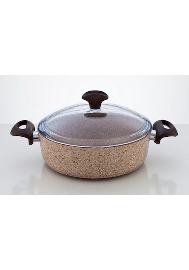 Falez Creamy Granitec 30 Cm Kısa Granit Tencere Karnıyarık Krem