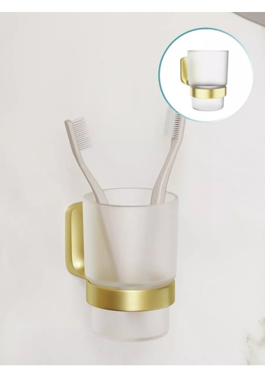 Kleber Dudak Fırçası Bardağı, Banyo/mutfak İçin Duvara Monte Gold 213032950 Altın Rengi