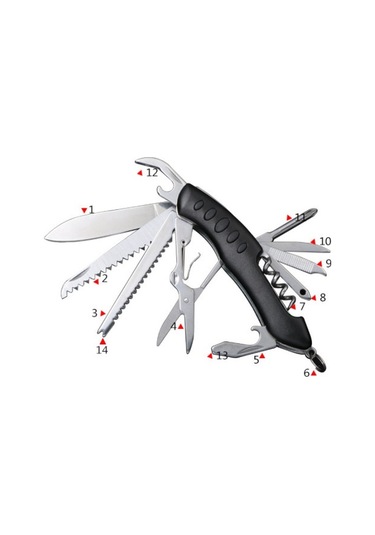Valkyrie Çok fonksiyonlu 11 in 1 İsviçre Çakı Katlanır El Aletleri Kamp Siyah