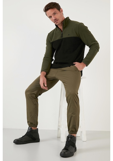 Buratti Regular Fit Anti-Pilling Tüylenme Yapmayan Dik Yaka Şardonlu 2'Li Paket Erkek Polar 5906016S2 Gri-Haki