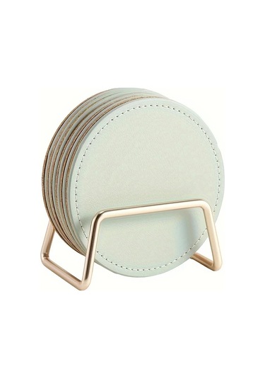 Willowhaven Yeşil 6 Adet Yapay Deri Paspas Metal Standlı Mantar Tabanlı Yüksek Sıcaklık Dayanımlı Yeşil