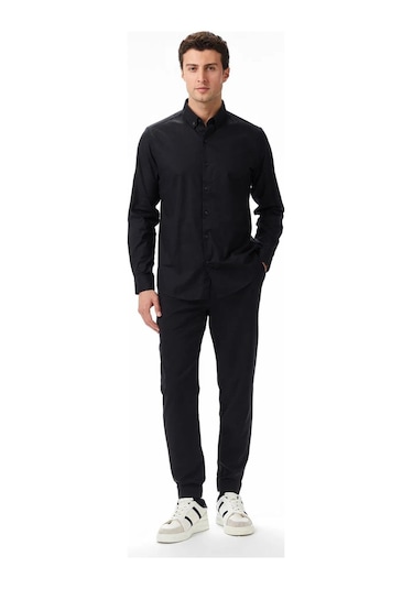 Nautica Erkek Siyah Slim Fit Gömlek-11419 Siyah