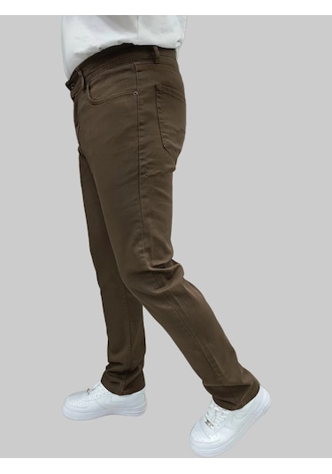 Erkek Enjoy Regular Fit Ligralı Kahverengi Kot Pantolon Kahverengi