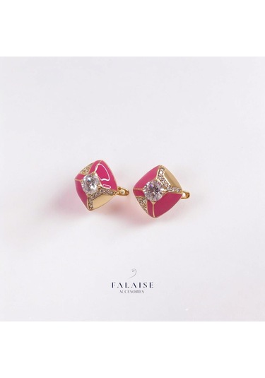 Pembe Düğme Küpe 15mm Pembe