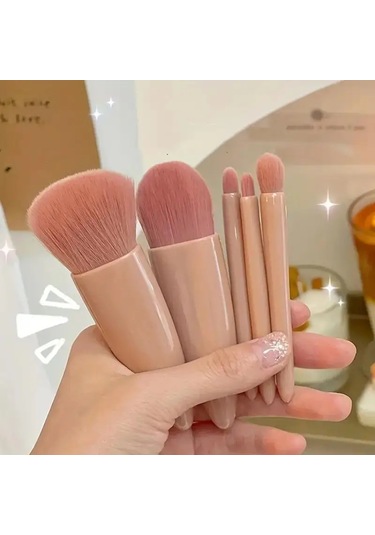 5 Adet Seyahat Boyutu Makyaj Fırça Seti Mini Makyaj Fırçaları, Küçük Komple Bean Paste Color Dark Topaz