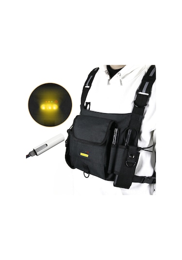 Dofolink Gece Işıkli Uyarı Yeleği, Çok Fonksiyonlu Depolama, Ayarlanabilir Askı, Güvenlik-patrul-outdoor Kullanıma Uygun, Pil İçermez