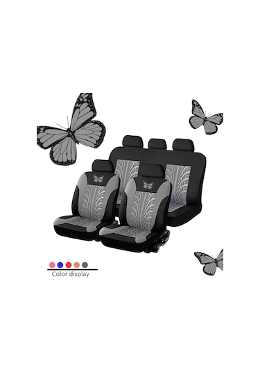 Vkemall Oto Koltuk Kılıfı 4 Adet Gri, Yaylı Gövde Desenli, Tüm Modellere Uygun, Yıkama Uygun, Dayanıklı Ve Kir Tutmayan Kumaş