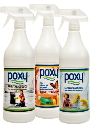 Poxy Ağır Yağ Çözücü + Fayans Temizleyici + Genel Temizlik 3 x 1 L