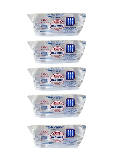 Dağyüce Plastik Şeffaf Sup Kaşık - Tatlı Kaşığı - 100 Adetlik 5 Paket - 500 Adet