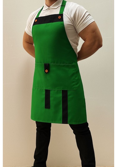 Boydan Askılı, Cepli, Servis Önlüğü 5 Adet Yeşil