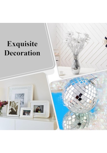 1 Li Kendinden Yapışkanlı Ayna Mozaik Disco Sticker Duvar Çerçeve Eşya Dekoratif Kaplama 30x30 Cm Gümüş