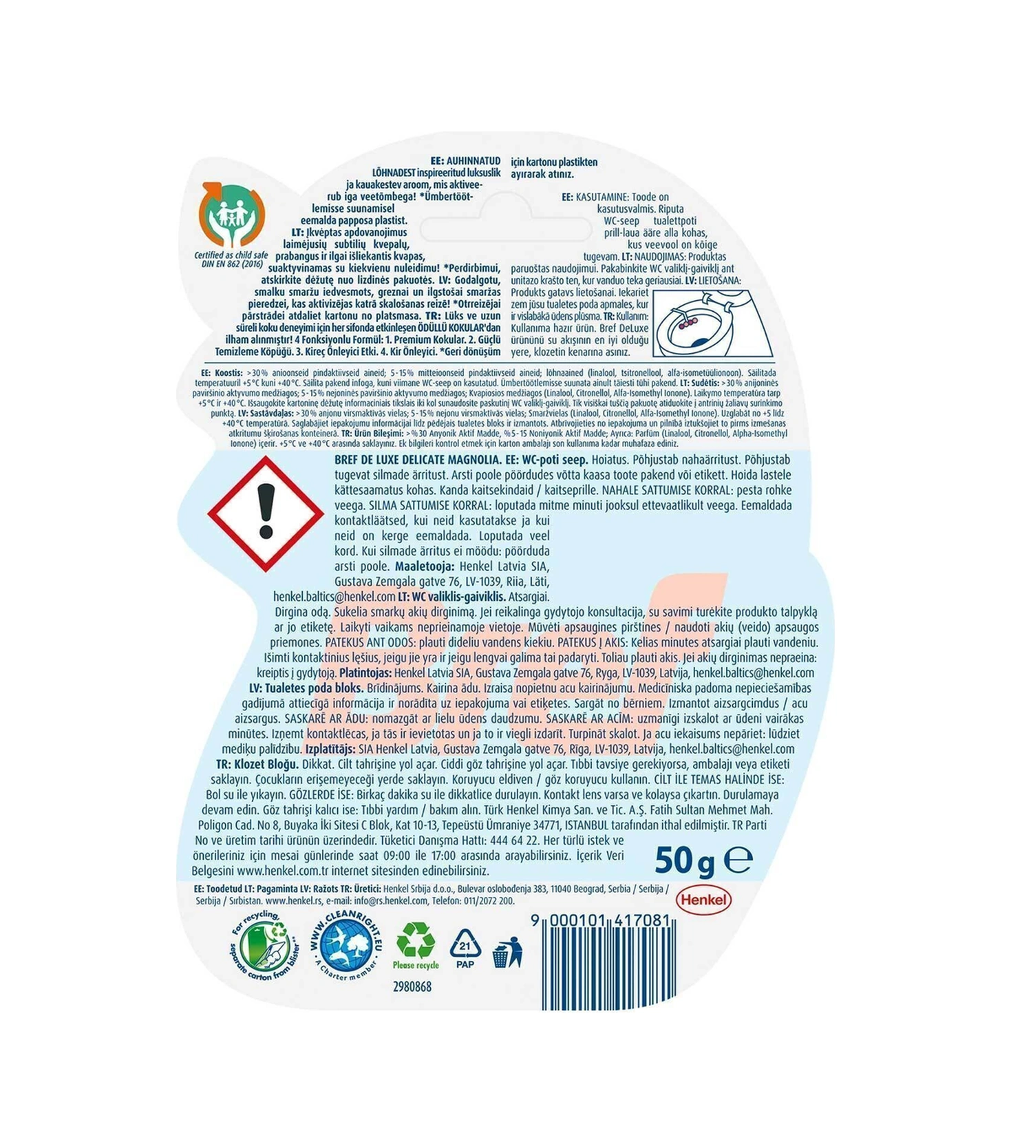 Deluxe Katı Tuvalet Bloğu 4 Adet Manolya Tekli 4'li Set