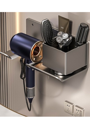 Lichen Saç Kurutma Makinesi Depolama Rafı, Banyo Depolama Rafı, Şeffaf