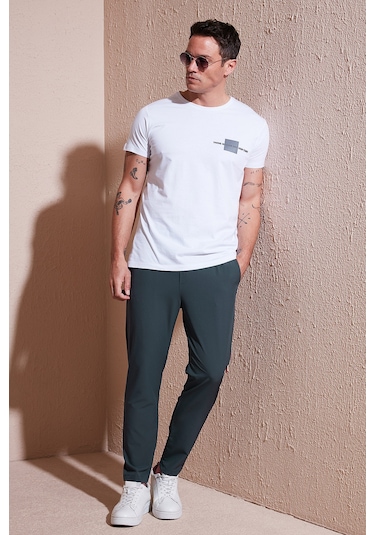 Buratti Streç Regular Fit Normal Bel Düz Paça Jogger Erkek Pantolon Cf25617801 Yeşil