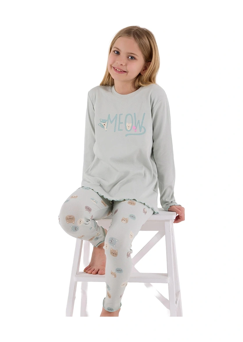 Rolypoly Rp3700-2 Kız Çocuk Kışlık İkili Pijama Takım Yeşil