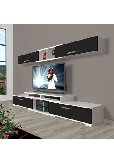 Decoraktiv Flex 5130 Slm Tv Ünitesi Tv Sehpası Beyaz - Siyah
