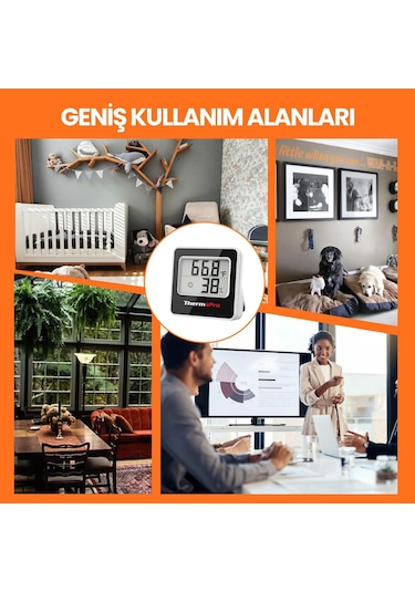 ThermoPro TP157 İç Mekan (Sera, Dolap, Bebek Odası) Hassas Sıcaklık ve Nem Ölçer Mini Termometre