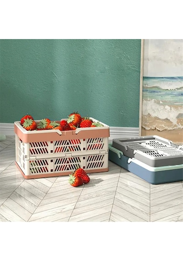 Xiaaokeji Açık Katlanır Piknik Sepeti Taşınabilir Kamp Depolama Konteyner B Pembe