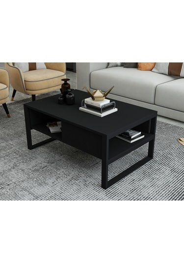 İsti Metal Ahşap Orta Sehpa