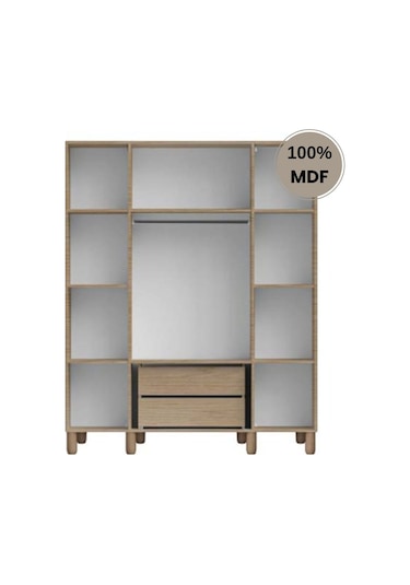 Meşe 4 Kapak Mdf Ayaklı Tasarım Gardırop Rota