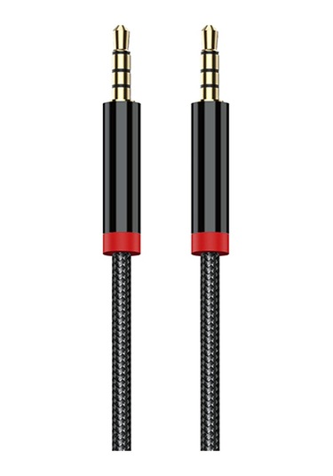 Ekılıf - Aux Audio Kablo 3.5mm 1m Au-707 Örgü Tasarımlı Aux Audio Kablo 3.5mm 1m - Siyah - T37800 Siyah