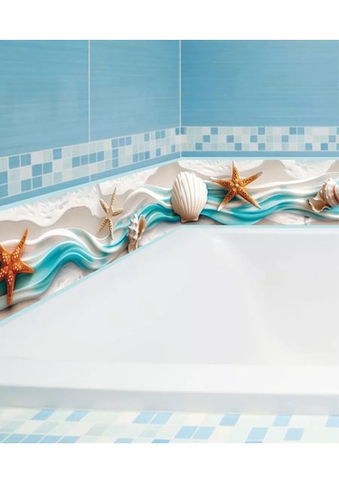 Sprintfox Kendinden Yapışkanlı Deniz Kabuğu Duvar Kağıdı Sınır Bandı 256001854 Açık Mavi