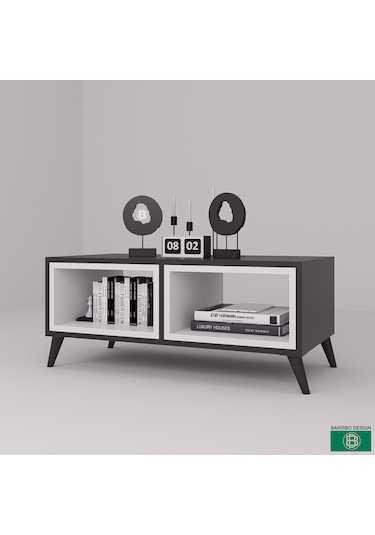 Orta Sehpa Modern Açık Raflı Antrasit - Beyaz