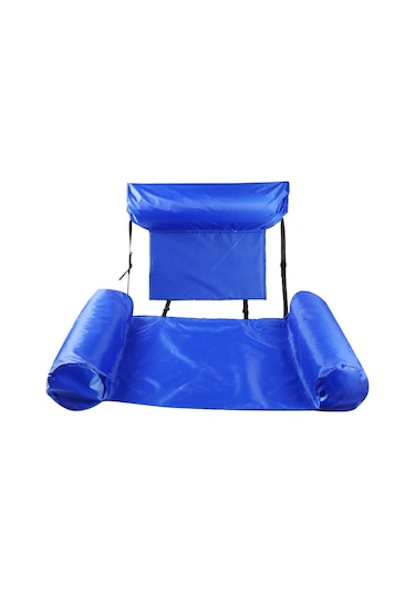 Mufunye Gemi Mavisi Çift Yataklı Çalıştırılabilir Su Yatağı - Yatırganlı Fonksiyonlu Katlanabilir Su Üstü Rahatlatıcı