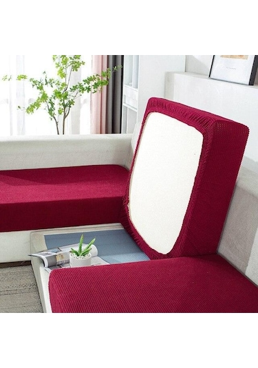 Şarap Kırmızısı 1 Parça Su Geçirmez Streç Jakarlı Minder Örtüsü Kanepe Örtüsü Yumuşak Esneklik Pillow Cover-40x40cm