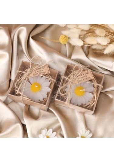 Papatya Mum - Kına, Nişan, Nikah, Söz, Doğum Günü Ve Sünnet Için Özel Tasarım Hediyelik 15 Adet