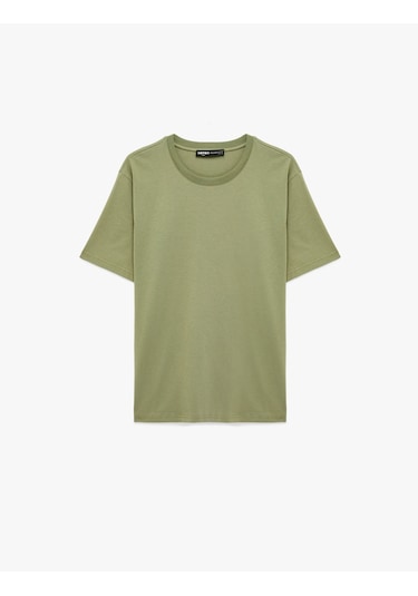 Koton Regular Fit Kısa Kollu Bisiklet Yaka Pamuklu Basic Tişört Haki 6sam10332mk