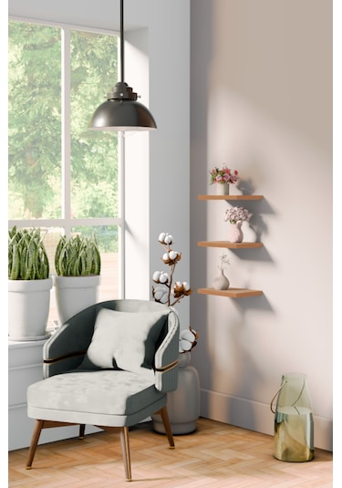 Yankı-BYEG 3lü 20 cm Safir Meşe Mdf Mini Duvar Rafı Gizli Bağlantı Çiçeklik