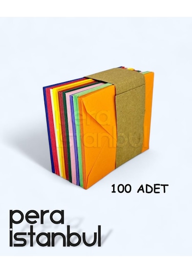 Pera İstanbul Renkli Küçük Zarf 7x9 Cm 100 Lü Paket