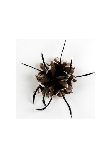 Suntek Çiçek Tüy Broş El Yapımı Saç 28,5-cm-kahverengi Kahverengi