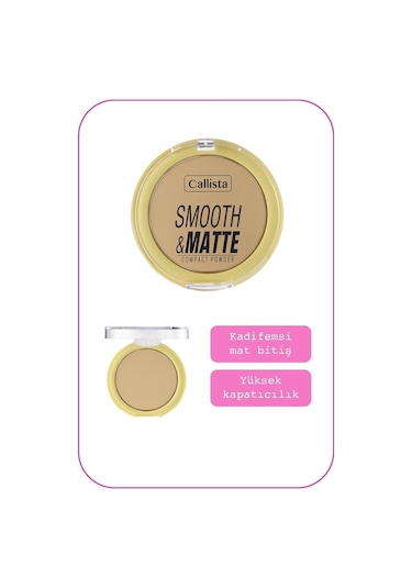 Callista Smooth & Matte Compact Powder Mat Bitişli Toz Pudra - 20 Sand