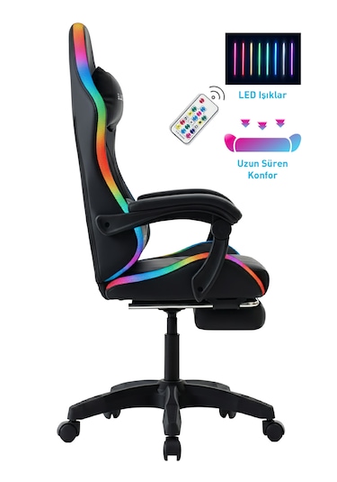 Fashcolle Blue Star Işıklı - Masaj Özellikli Oyuncu Koltuğu Mavi-siyah