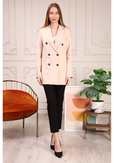 Aymeravm - Düğmeli Kadın Ceket - Rssm2604Ga Pudra