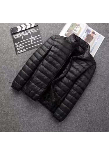 Dar Kesim Kışlık Dik Yakalı Hafif Peluş Düz Renk Erkek Ceketi Gri