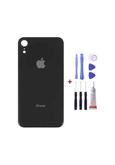 Apple Uyumlu iPhone Xr Siyah Arka Cam Kapak Arka Pil Kapağı