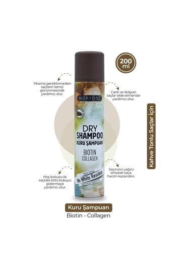 Morfose Biotin & Collagen Kahverengi Saçlar için Kuru Şampuan 200 ML