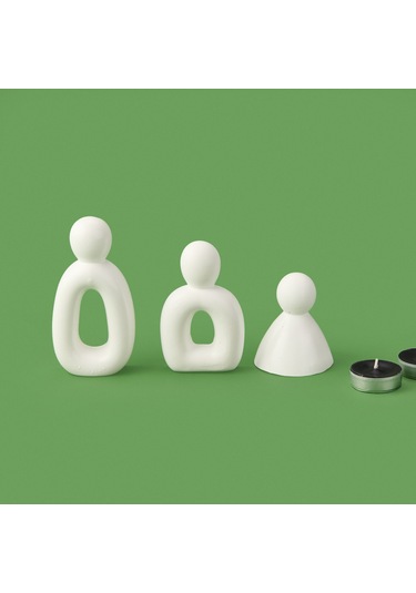Evidea Deco 3'lü Family Obje - Beyaz Beyaz