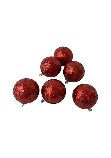Yılbaşı Çam Ağacı Süsü, Yılbaşı Süsü, 3 Cm 6'lı Kırmızı Top