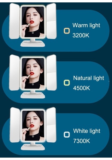 Ctbx 430 Üç Taraflı Katlanır Led Makyaj Aynası