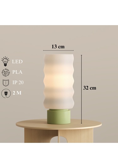 Otaru Masa Lambası: Dinginliğin Geometrik Sanatı 320-4 Yeşil