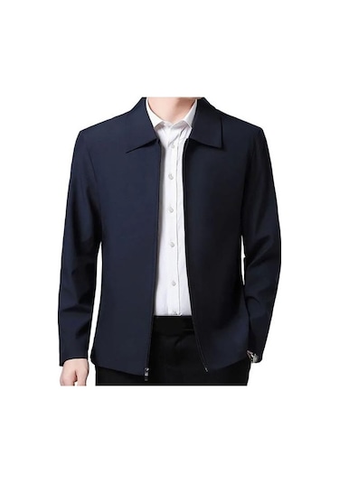 Düz Renk Orta Yaşlı Yaşlı Erkek Uzun Kollu Fermuar Kapatma Düz Resmi İş Rahat Yumuşak Lacivert Düz Renk Orta Yaşlı Yaşlı Erkek Uzun Kollu Fermuar Kapatma Düz Resmi İş Rahat Yumuşak Lacivert