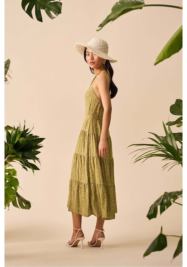 Mathilda Store Kadın Halter Yaka Midi Elbise