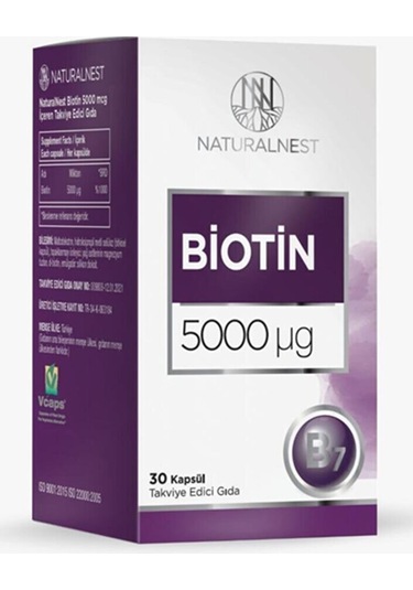 Natural Nest Biotin 5000 Ug Takviye Edici Gıda 30 Kapsül